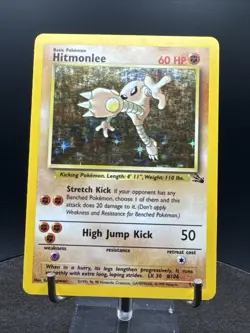 Hitmonlee Holo Fossil 7/62 Unlimited Holo Rare Wotc Pokemon Card Vintage - Image 3