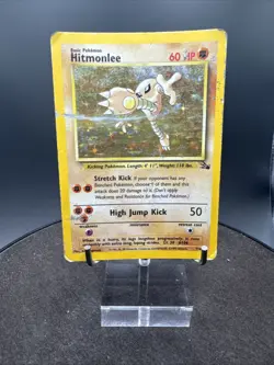 Hitmonlee Holo Fossil 7/62 Unlimited Holo Rare Wotc Pokemon Card Vintage - Image 1