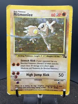 Hitmonlee Holo Fossil 7/62 Unlimited Holo Rare Wotc Pokemon Card Vintage - Image 2