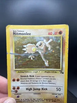 Hitmonlee Holo Fossil 7/62 Unlimited Holo Rare Wotc Pokemon Card Vintage - Image 4