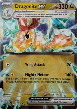 159/197 DRAGONITE EX DOUBLE RARE OBSIDIAN FLAMES POKEMON CARD - Image 1