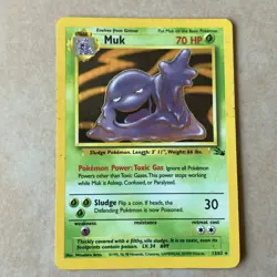 1999 Pokémon TCG Muk Fossil Holo Rare Card 13/62 MP/HP Vintage - Image 1
