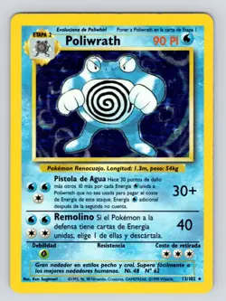 MP Poliwrath Holo Spanish Base Set No. 13/102 Pokemon Card TCG Rare - Image 3