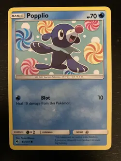 Popplio 65/214 - Common Pokemon Card - Lost Thunder Set (2018) - NM - Image 2