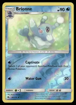 2018 Lost Thunder Set Pokemon Card 066  Brionne Reverse Foil LP - Image 1