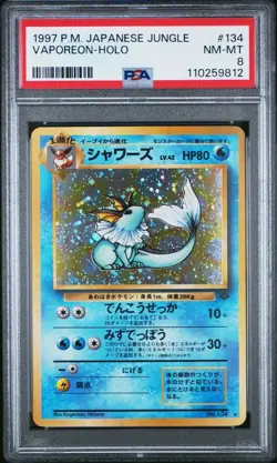 Pokemon Card 1997 Japanese Jungle Vaporeon Holo No.134 PSA 8 NM-MINT Vintage - Image 1