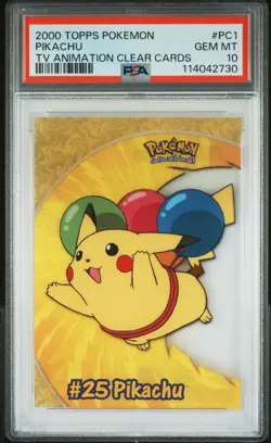 Pokemon Card Pikachu #PC1 2000 Topps TV Animation Clear Cards PSA 10 GEM MINT - Image 1