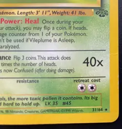Vileplume 31/64 Rare Unlimited Jungle Set | LP | Pokemon TCG Card - Image 3