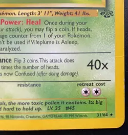 Vileplume 31/64 Rare Unlimited Jungle Set | LP | Pokemon TCG Card - Image 6