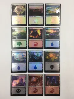 MTG Misprints/Miscuts - Magic The Gathering Misprint Card Lot-Shifted Foil Lands - Image 3