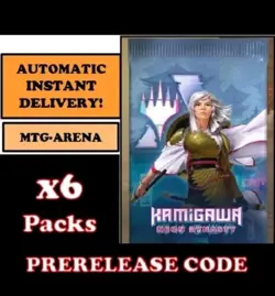 MAGIC MTG ARENA CODE CARD KAMIGAWA NEON DYNASTY 6 BOOSTERS PACK PRERELEASE NEO - Image 1