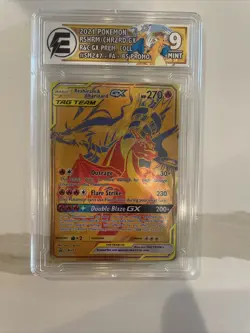 🔥Reshiram & Charizard GX SM247 GOLD Holo Promo Pokemon Card Tag Team 9 Mint - Image 3