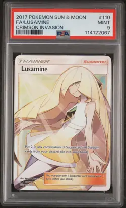 Lusamine 110/111 S&M Crimson Invasion Full Art Trainer PSA 9 Pokemon Card - Image 1