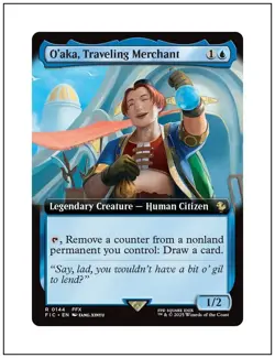 1x O'aka, Traveling Merchant, Extended Art, Final Fantasy, Magic MTG NM - Image 2