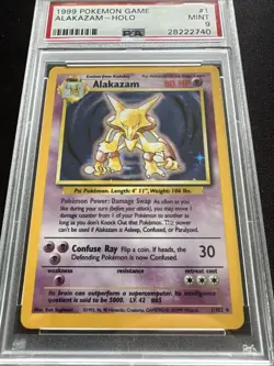 Pokémon Alakazam Holo Rare TCG Card 1/102 Base Set, PSA Mint 9 - Image 2