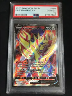 Pokemon Cards: Sword & Shield Ultra Rare: Zamazenta V 196/202: PSA 10 - Image 1