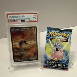 2023 POKEMON SVI EN GREAT TUSK ex #246 PSA 9 With Bones Journey Together Pack - Image 1