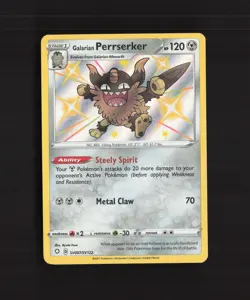 Galarian Perrserker SV087/SV122 Shining Fates Shiny Holo Rare Pokemon Card NM - Image 1