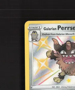 Galarian Perrserker SV087/SV122 Shining Fates Shiny Holo Rare Pokemon Card NM - Image 3