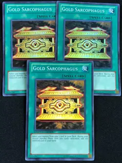 YUGIOH GOLD SARCOPHAGUS DREV-ENSE2 SUPER X3 (MP) - Image 1