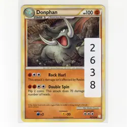 PokÃ©mon TCG Donphan 40/123 HGSS Base Set Regular Uncommon Card EN-MP 2010 - Image 3