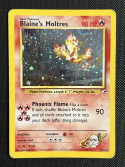 Pokémon Card - Blaine’s Moltres - Holographic - Rare - Gym Heroes 1/132 - Image 1
