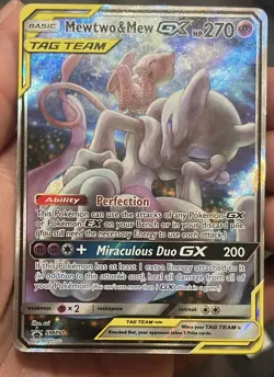 Mewtwo & Mew GX SM191 Sun & Moon Full Art Black Star Promo Card NM (Check Desc) - Image 1