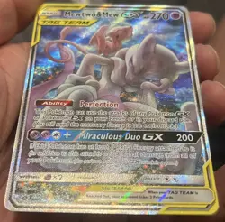 Mewtwo & Mew GX SM191 Sun & Moon Full Art Black Star Promo Card NM (Check Desc) - Image 13