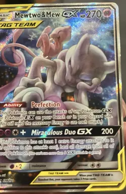 Mewtwo & Mew GX SM191 Sun & Moon Full Art Black Star Promo Card NM (Check Desc) - Image 2