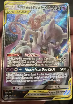 Mewtwo & Mew GX SM191 Sun & Moon Full Art Black Star Promo Card NM (Check Desc) - Image 3