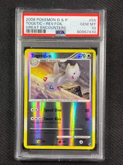 Pokémon Cards PSA 10 Togetic Rev Foil Great Encounters Diamond & Pearl 55/106 - Image 1