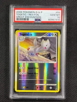 Pokémon Cards PSA 10 Togetic Rev Foil Great Encounters Diamond & Pearl 55/106 - Image 3