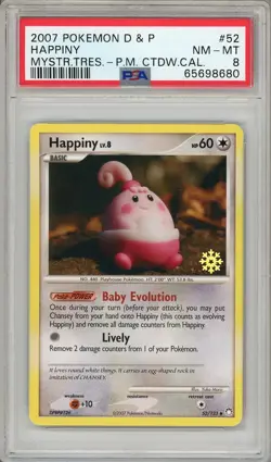 Pokemon Card Happiny 52/123 Countdown Calendar Snowflake Promo PSA 8 NM-MT - Image 1
