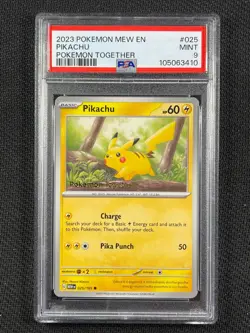 Pokémon Cards PSA 9 Pikachu Pokemon Together Promo 2023 25/165 - Image 1