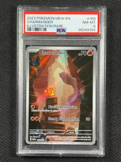 Pokémon Cards PSA 8 Charmander Illustration Rare 151 2023 168/165 - Image 1