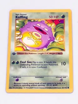1st Edition Shadowless Koffing Pokemon Card 1999 Base Set WOTC 51/102 - Image 7