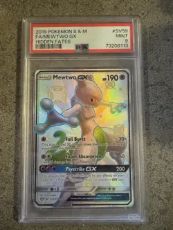 2019 Pokémon Mewtwo GX SV59 Hidden Fates PSA 9 Mint Graded Card-Holo Ultra Rare - Image 3