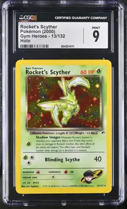 CGC 9 MINT Rocket's Scyther 2000 Gym Heroes 13/132 Holo Pokemon Card psa - Image 1