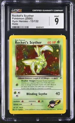 CGC 9 MINT Rocket's Scyther 2000 Gym Heroes 13/132 Holo Pokemon Card psa - Image 3