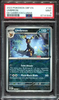 Umbreon 130/197 EB Games Stamp PSA 9 Obsidian Flames Pokemon Card - Image 1