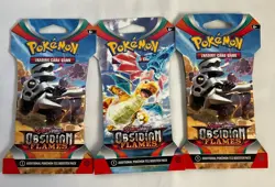 Lot of 3 Pokemon TCG Obsidian Flames Sleeved Booster Packs New Unopened - Image 1