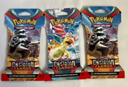 Lot of 3 Pokemon TCG Obsidian Flames Sleeved Booster Packs New Unopened - Image 3