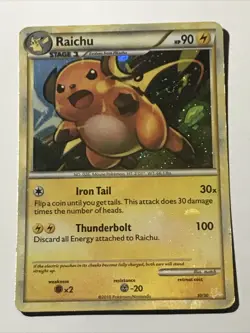 Pokemon Raichu 30/30 HGSS Trainer Kit Holofoil Rare Holo TCG - Image 1