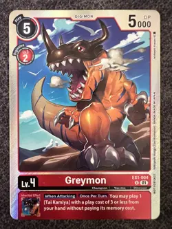 Digimon Card Game Greymon EX1-004 Uncommon Alternate Art NM - Image 1