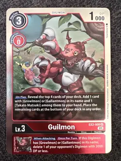 Digimon Card Game Guilmon EX2-008 Rare NM - Image 1