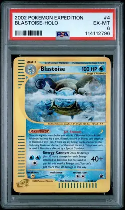 2002 POKEMON EXPEDITION #4 BLASTOISE-HOLO PSA 6 - Image 1