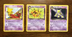 Dark Alakazam, Dark Kadabra, Abra Team Rocket Regular 3-card Set Moderate Play - Image 1