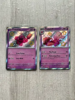 Pokemon TCG Holo Tinkatuff Card 166/091 Shiny Rare Paldean Fates W/ Tinkatink - Image 1