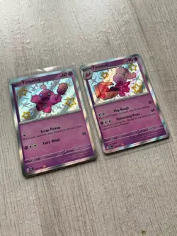 Pokemon TCG Holo Tinkatuff Card 166/091 Shiny Rare Paldean Fates W/ Tinkatink - Image 2
