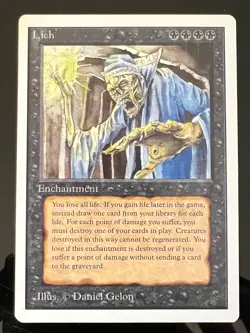 Magic the Gathering MTG Unlimited Lich NM-  (Beta Bob) - Image 1